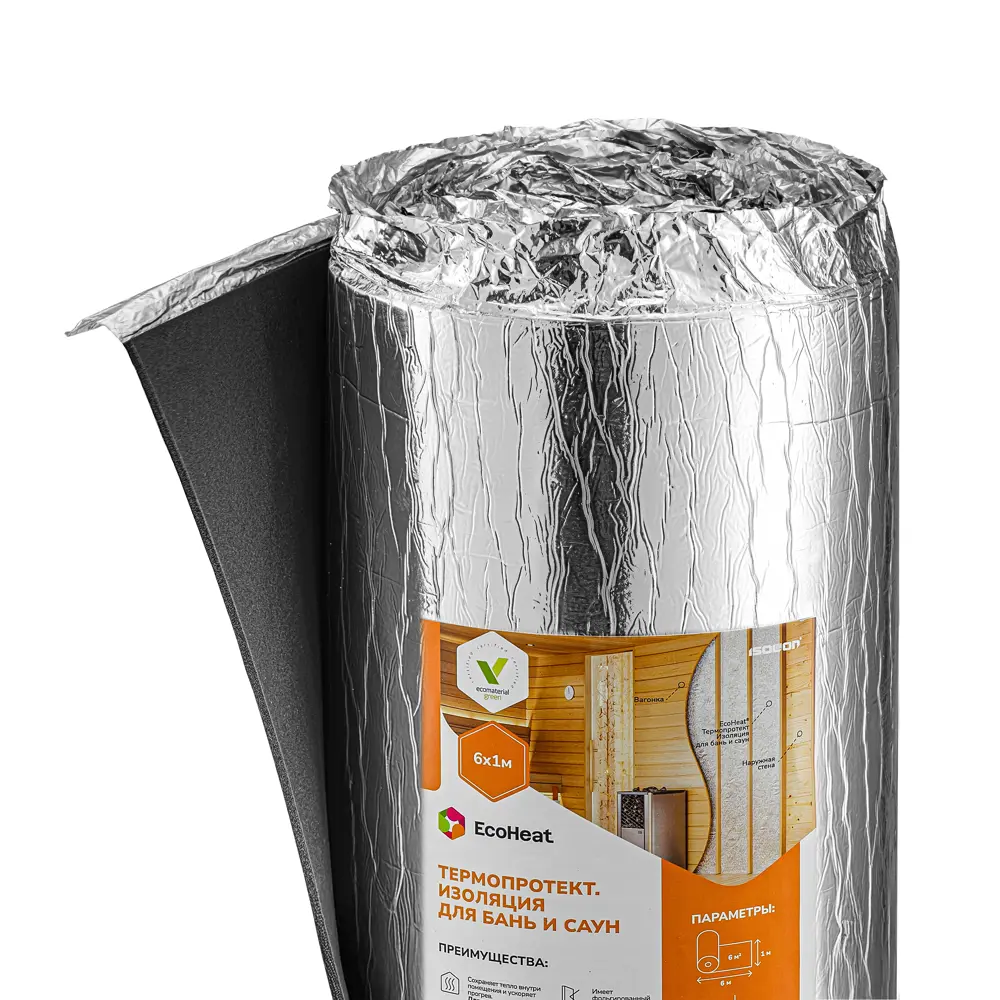 Изоляция отражающая EcoHeat для бань и саун 4x1000x6000 мм 6м2 Santreyd STLM-2117135 - Вид №5