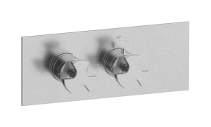 Комплект наружных частей термостата на 1 потребителей - горизонтальная прямоугольная панель с ручками Belmondo WE ARE IB eua121ssnbt Brushed Nickel Aqua