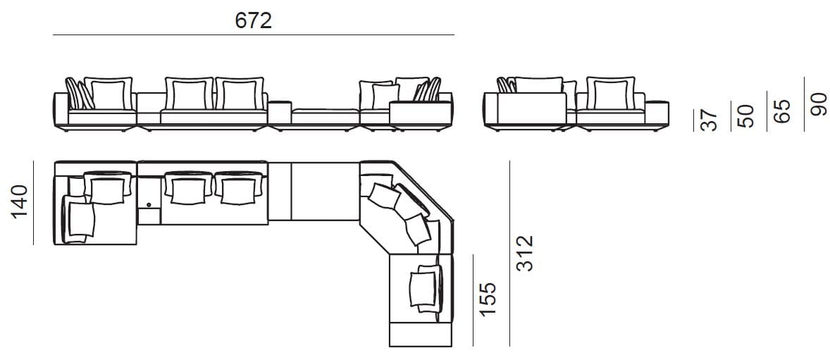 Угловой диван из ткани Lebom LARGE ARCH-00118387 - Вид №4