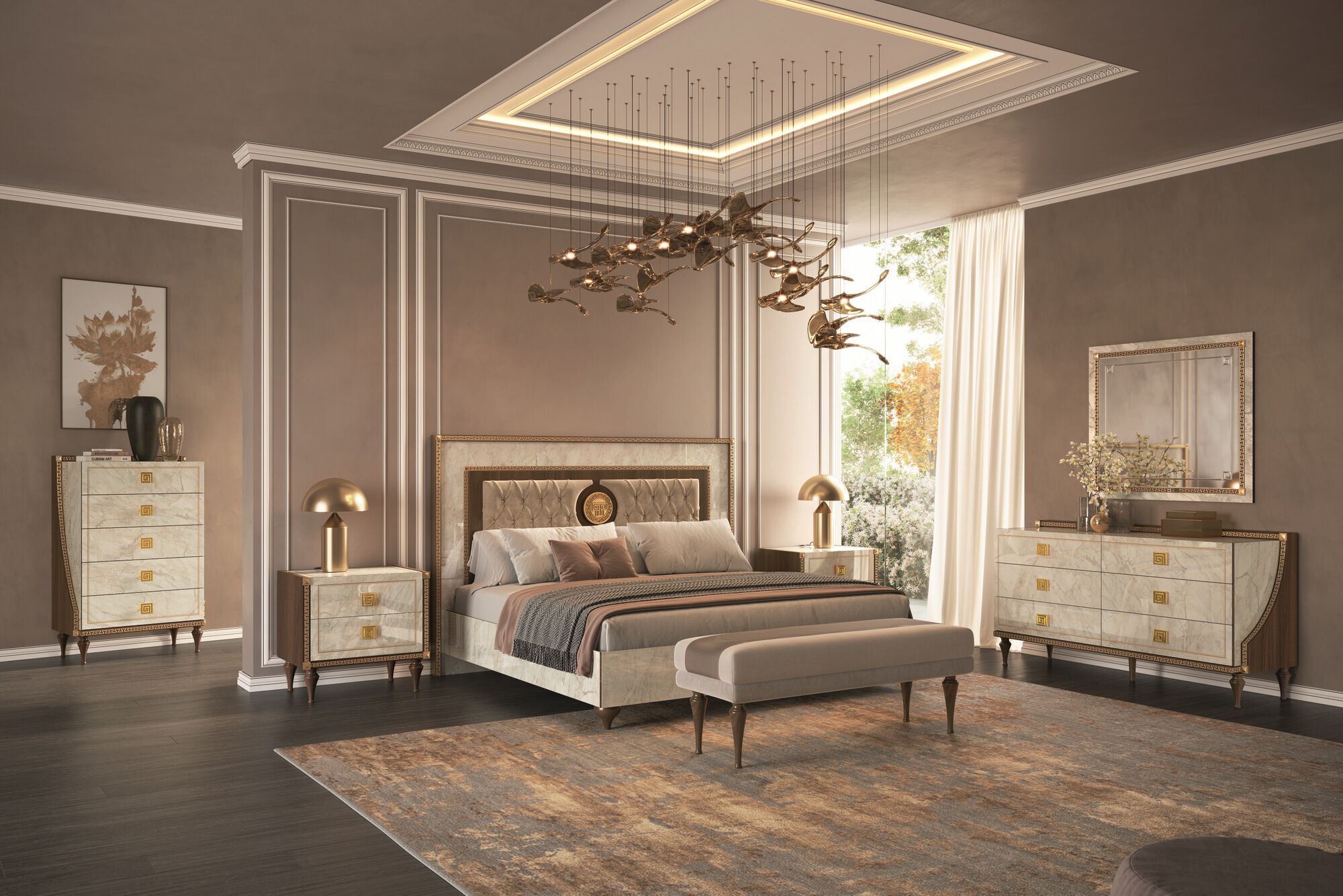 Прямоугольная мраморная тумбочка с ящиками Arredoclassic романтика ARCH-00086413 - Вид №1