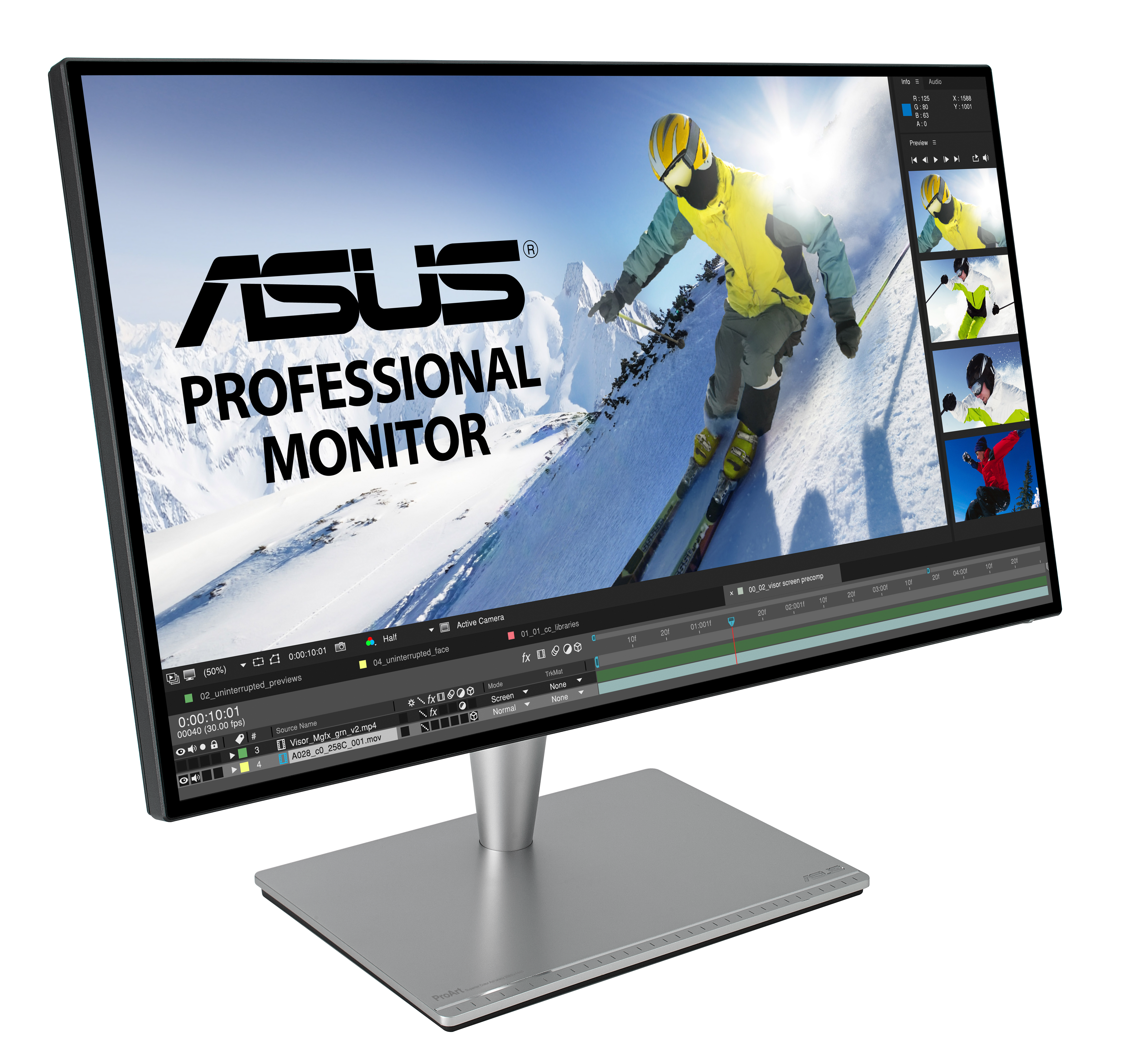 90LM02N0-B01370 proart pa27ac 27" professional monitor, wqhd (2560x1440), ips 4 side-frameless, hdr, 100% srgb/rec.709, △e< 2, thunderbold typec usb 3/bk/5ms/dp+hdmi+speaker ASUS ASUS ProArt Santreyd  - Вид №7
