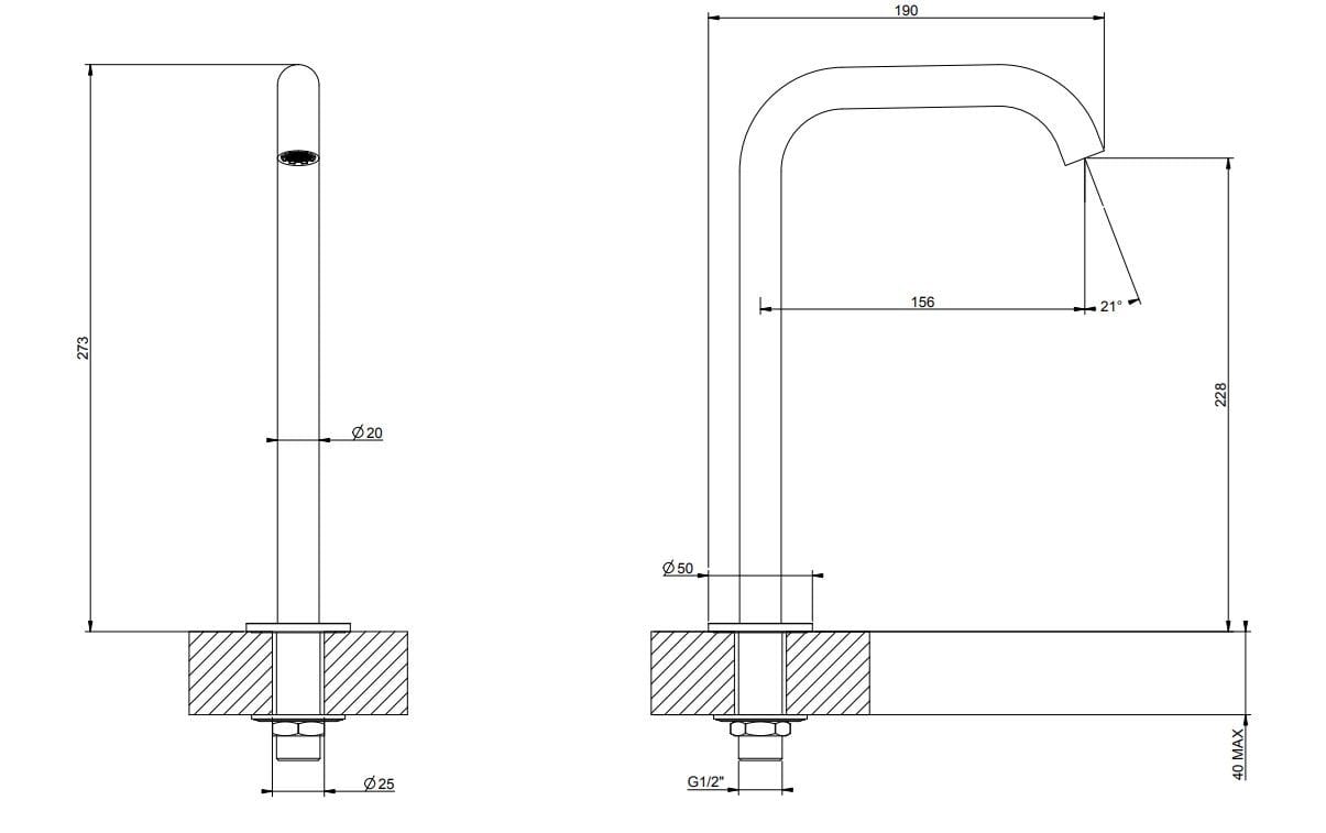 Дозирующий носик из нержавеющей стали для столешницы для умывальника Gessi мелки 316 ARCH-00119207 - Вид №2