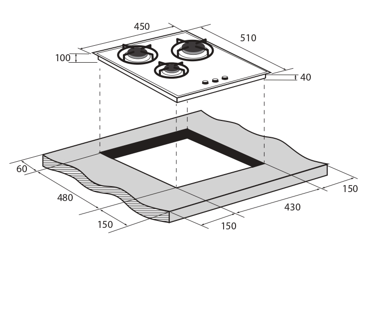 9175440 Газовая варочная поверхность ZUGEL ZGH452B STDN-0044937 - Вид №26