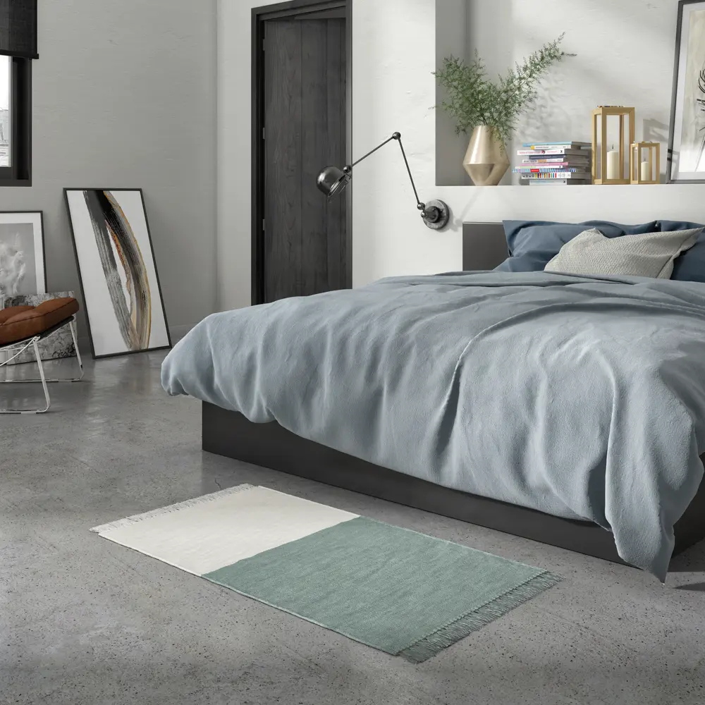 Коврик декоративный хлопок Inspire Lyanna 60x120 см цвет голубой STLM-2180139 - Вид №2