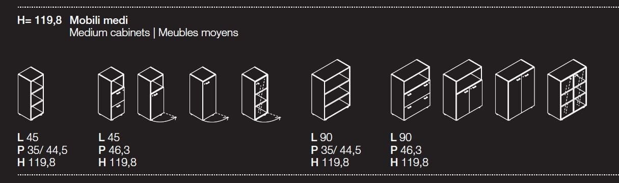 Высокий офисный шкаф из дерева и стекла с распашными дверями Las Mobili универсальные контейнеры Evo ARCH-00075869 - Вид №5