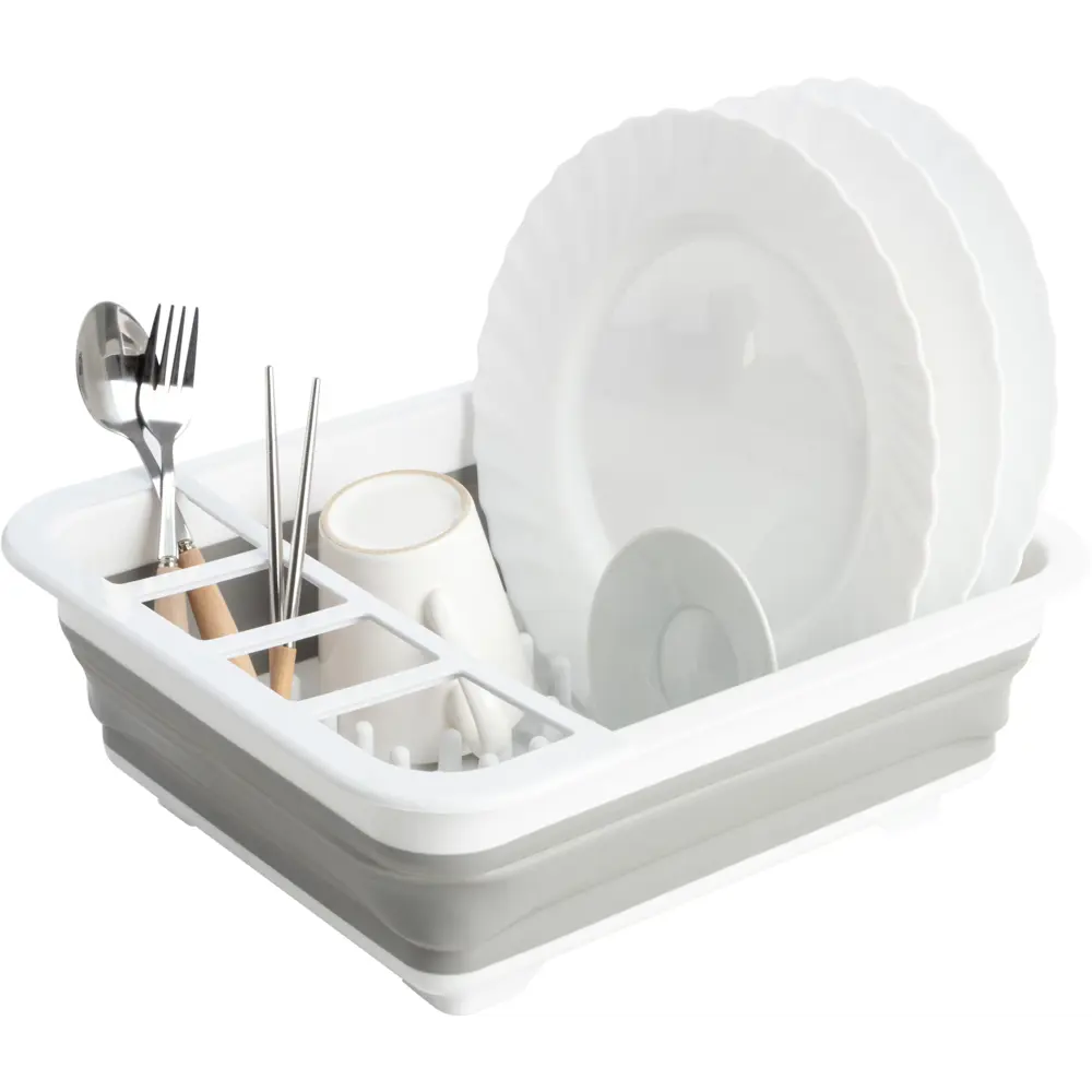 Сушилка для посуды 36x31x11.5 см складная цвет белый Santreyd STLM-2197687 - Вид №4