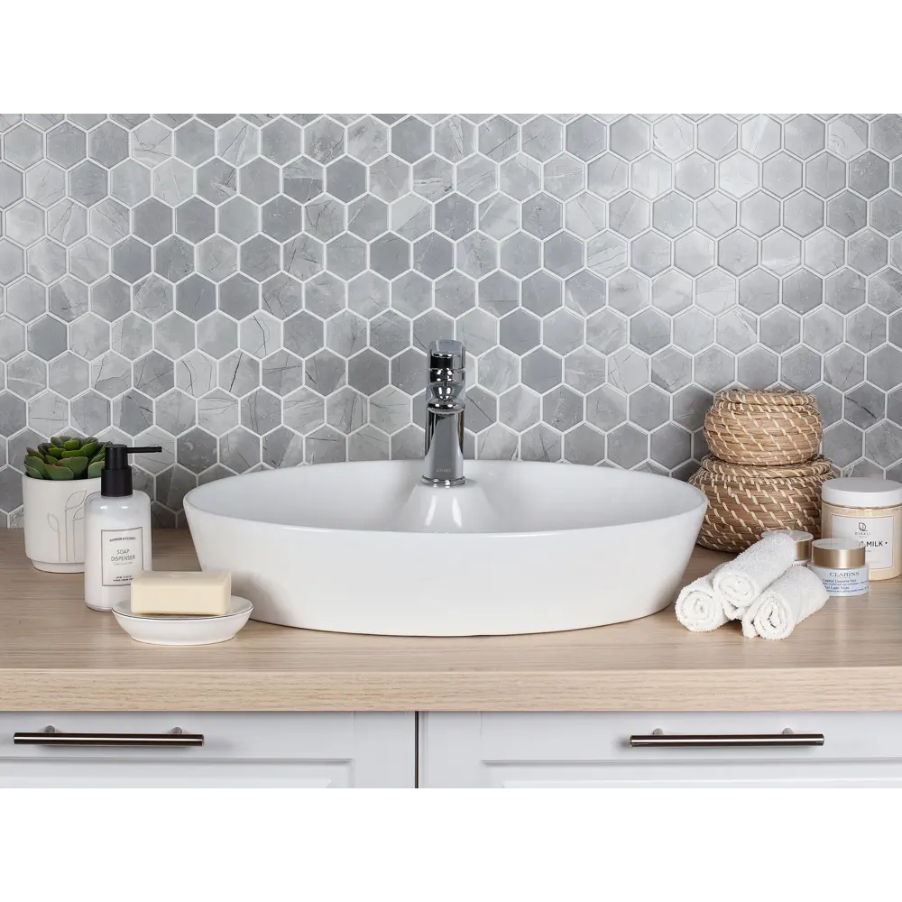 Мозаика керамическая Smart Mosaic Homework Hexagon Marblegrey Мат 27.1x28.2 см цвет серый STLM-2030911 - Вид №7