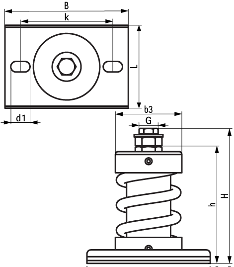 2801903000 VibraTek® MS-1X-CBL Spring Mount high performance spring isolator for use with A-L1 welding bracket and concrete inertia base frames walraven  - Вид №1