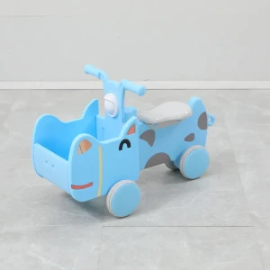 Машинка-каталка с корзиной Unix Kids Hippo Blue 68x42 см синий