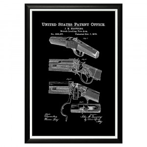 896521391_1818 Арт-постер «Патент Джона Браунинга на пистолет, 1879» Object Desire