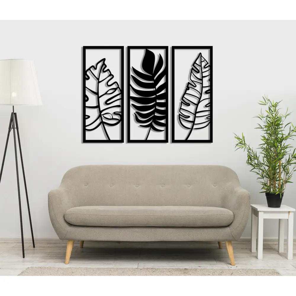 Панно декоративное Листы МДФ 25x59 см черное Santreyd STLM-2165012 - Вид №1