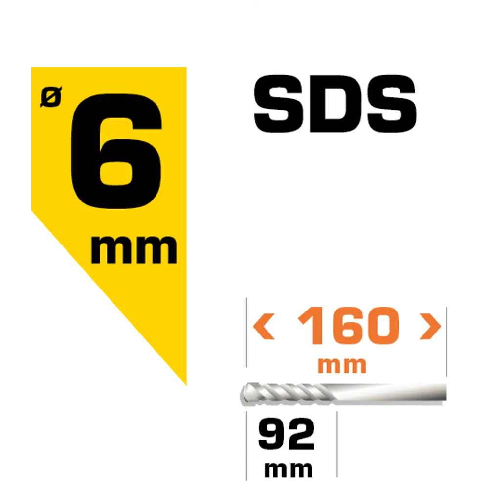 Бур по бетону SDS-plus  Dexter к. Pro FD-A0008 6х92х160 мм STLM-2088387 - Вид №5