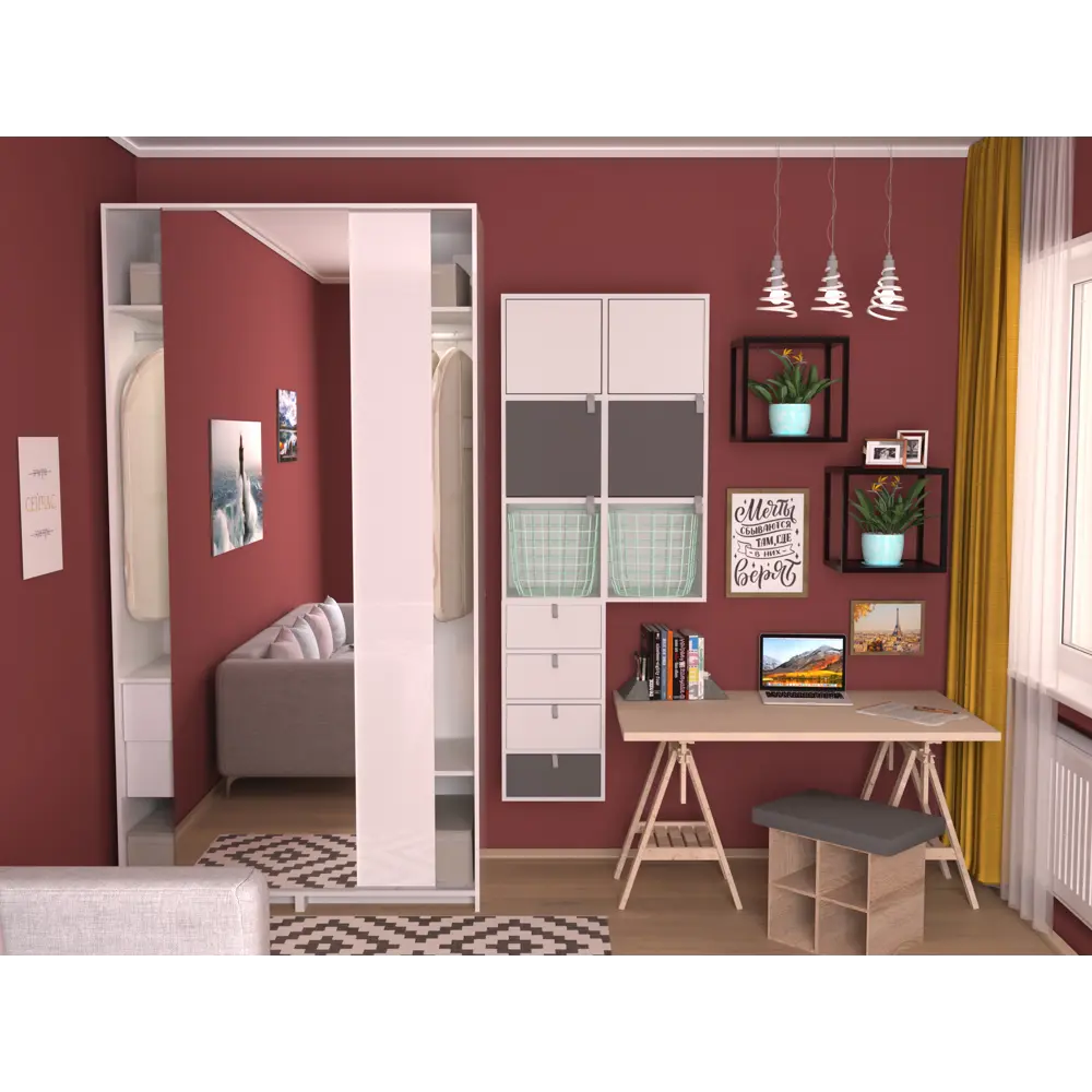 Стеллаж КУБ 1 секция 36х36х32 см ЛДСП цвет дуб Santreyd STLM-2111057 - Вид №11