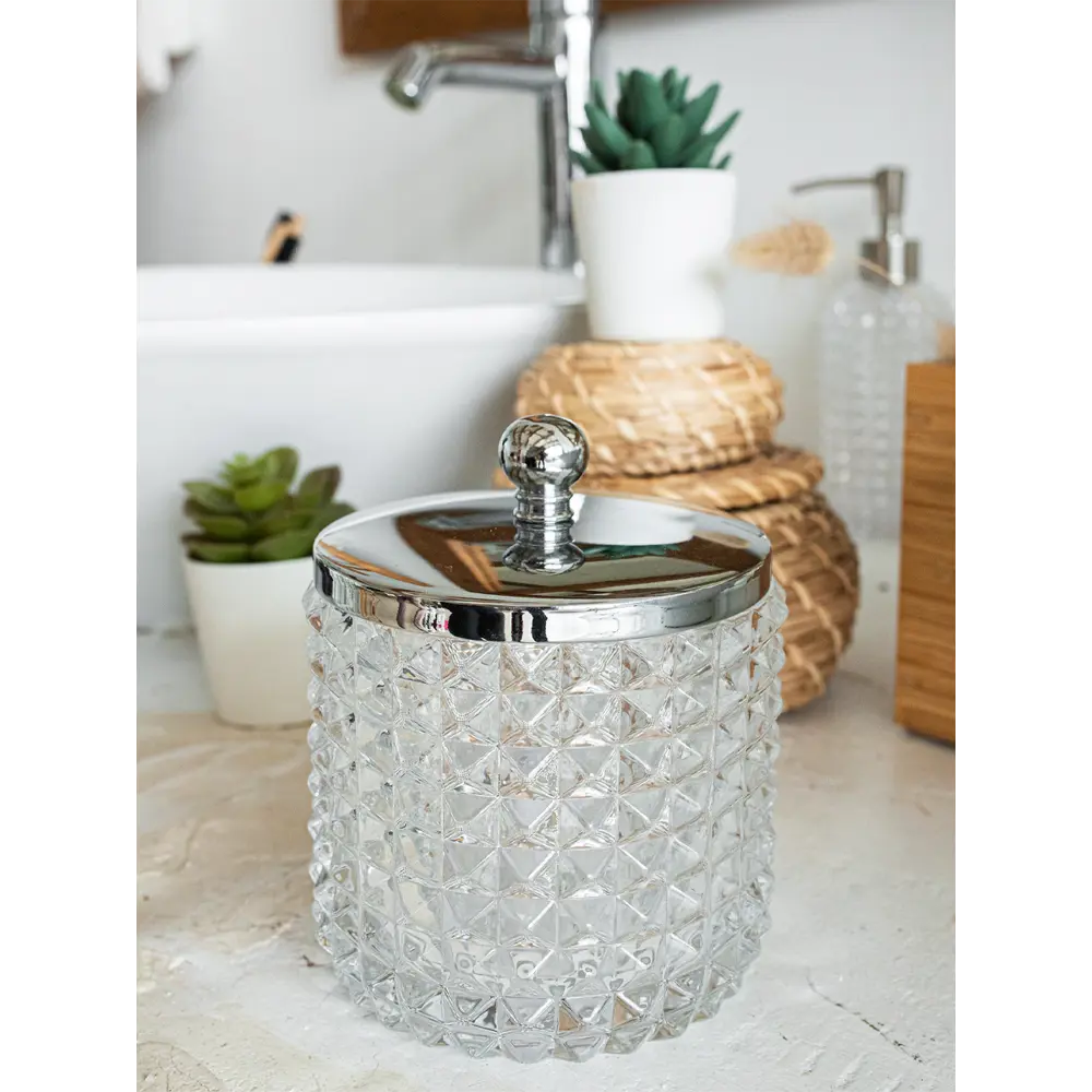 PROFFI HOME Стеклянный контейнер для ватных палочек с крышкой 85323538 Glass STLM-0061370 - Вид №5