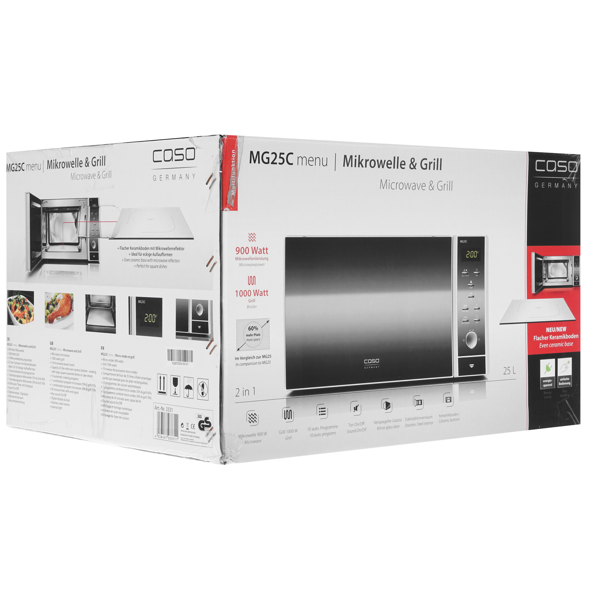 1117030 Микроволновая печь CASO MG 25 Ceramic Menu серебристый STDN-0069318 - Вид №8