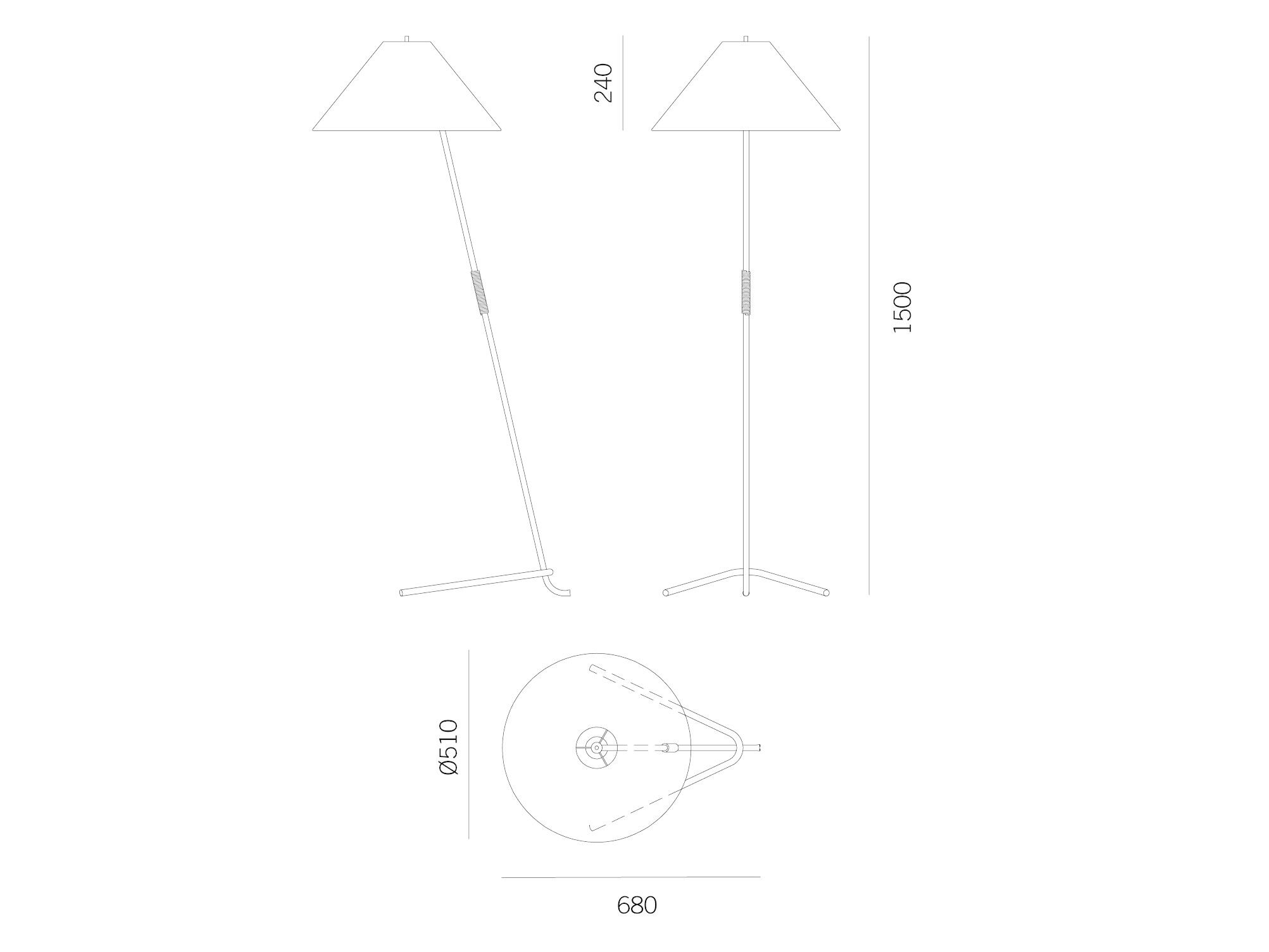 Торшер из металла и шелка Kalmar Hase ARCH-00032244 - Вид №7