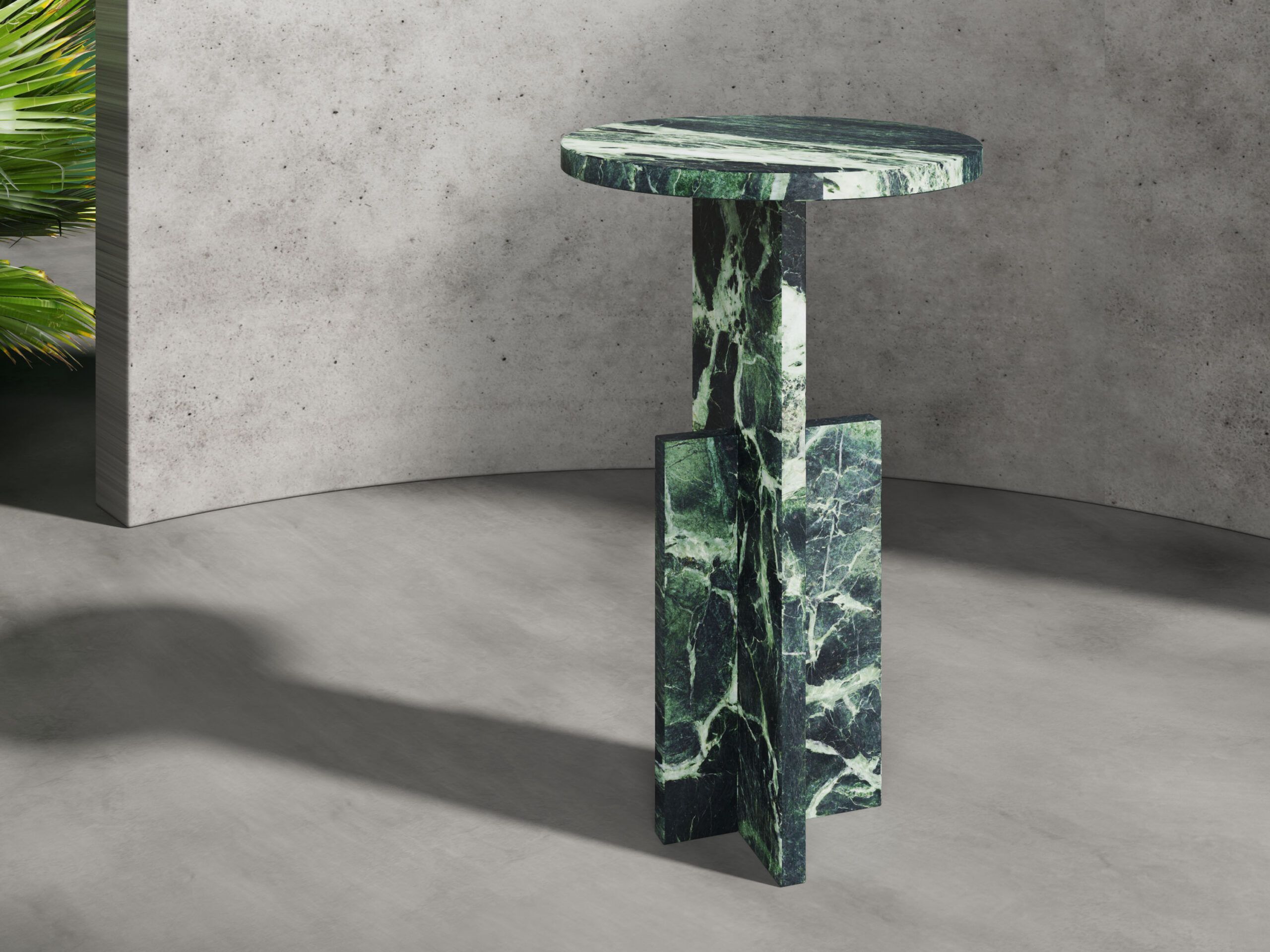 Высокий круглый журнальный столик из зеленого мрамора Сен-Дени MILLE997 ARCH-00128733