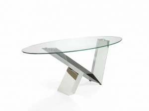 Обеденный стол овальный стеклянный с ножками хром 200 см CT998 от Angel Cerda ANGEL CERDA  321342 Прозрачный