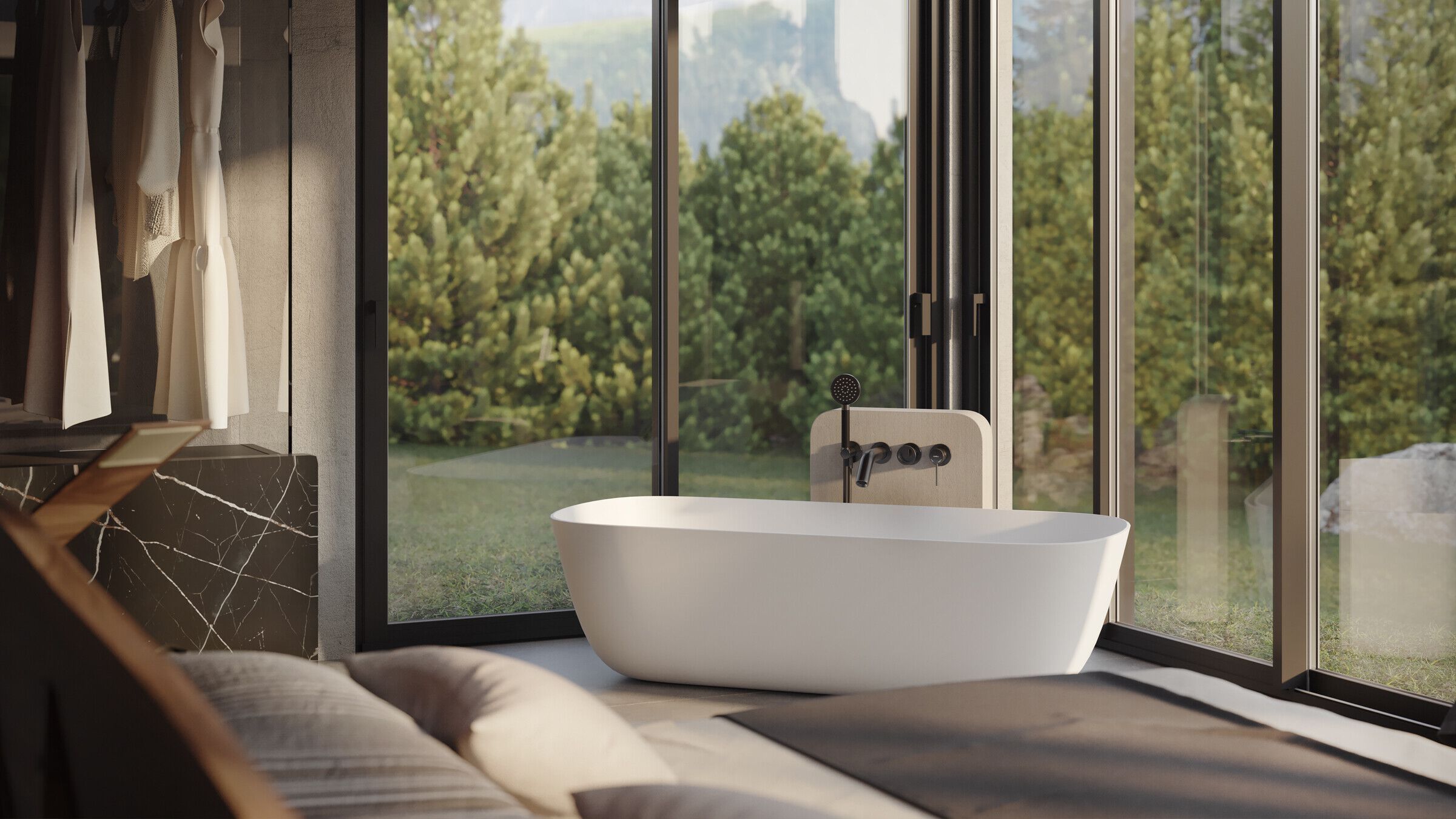 Однорычажный настенный смеситель для ванны с ручным душем Nobili Sole ARCH-00041419 - Вид №3