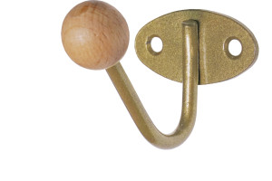 19609860 Крючок-вешалка с деревянным шариком КВД-1 золотой металлик 4331 Трибатрон