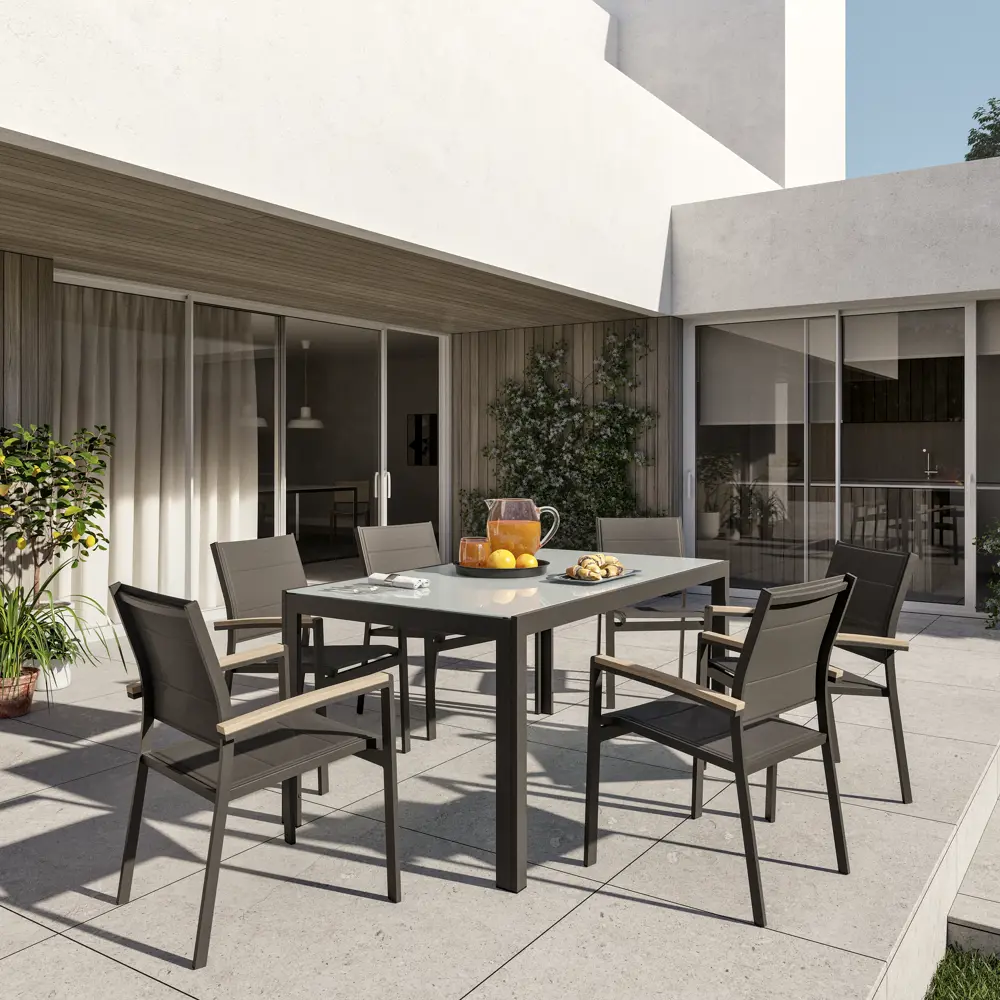 Стол садовый NATERIAL Lyra II с алюминиевой рамой и стеклянной столешницей 84494093 STLM-0960106 - Вид №10