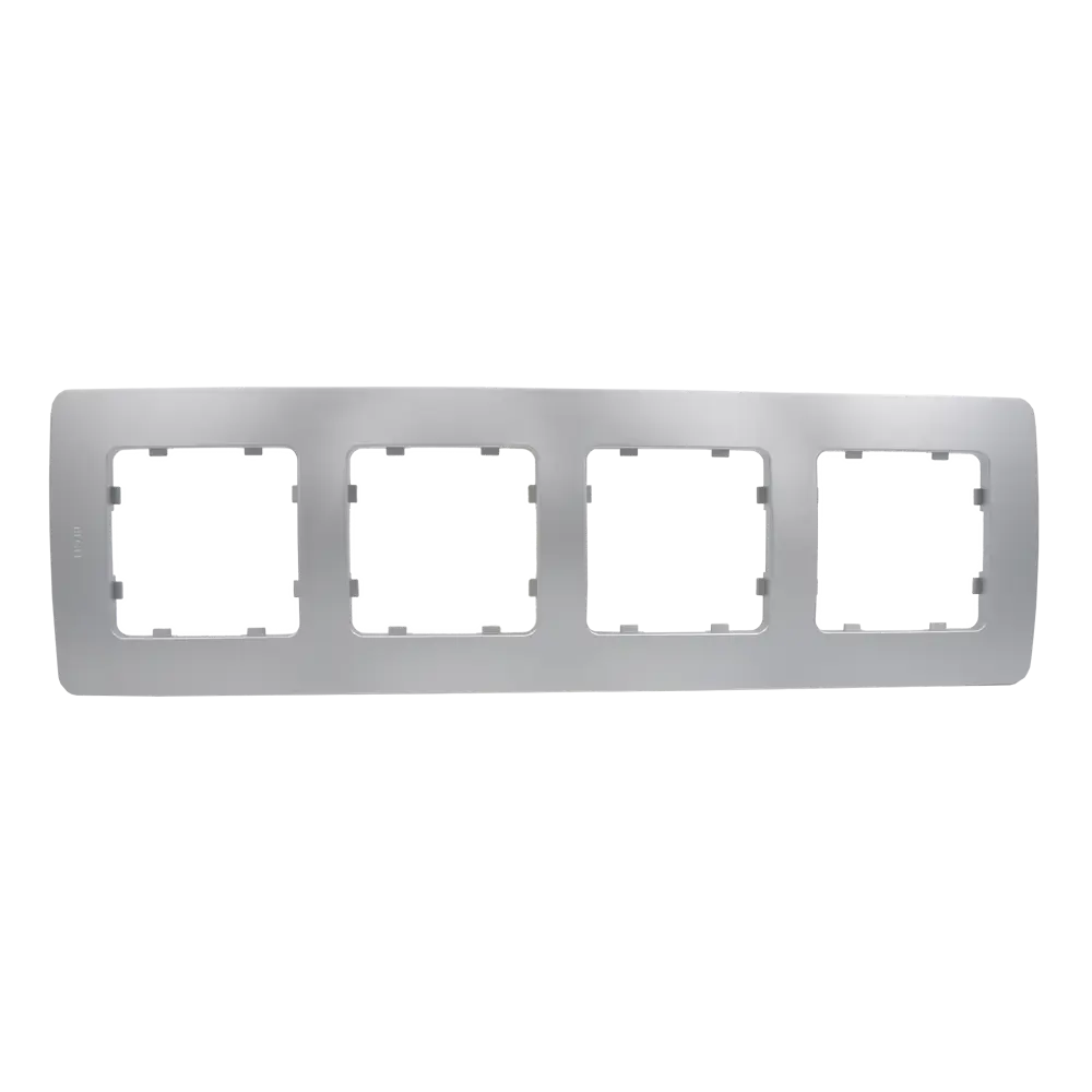 Рамка для розеток и выключателей Hegel 4 поста цвет серебро STLM-2103287