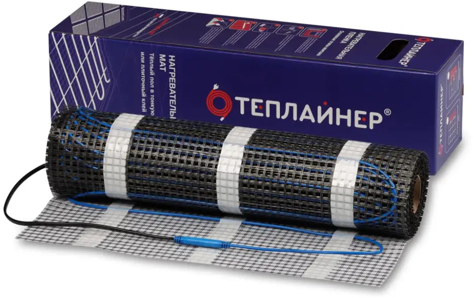 93408440 Нагревательный мат для теплого пола Теплайнер 9 м2 1440 Вт с механическим терморегулятором ТР310 STLM-0546996