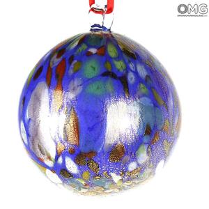3674 ORIGINALMURANOGLASS Синий Ёлочный шар в крапинку - Особое Рождество - муранское стекло OMG  см