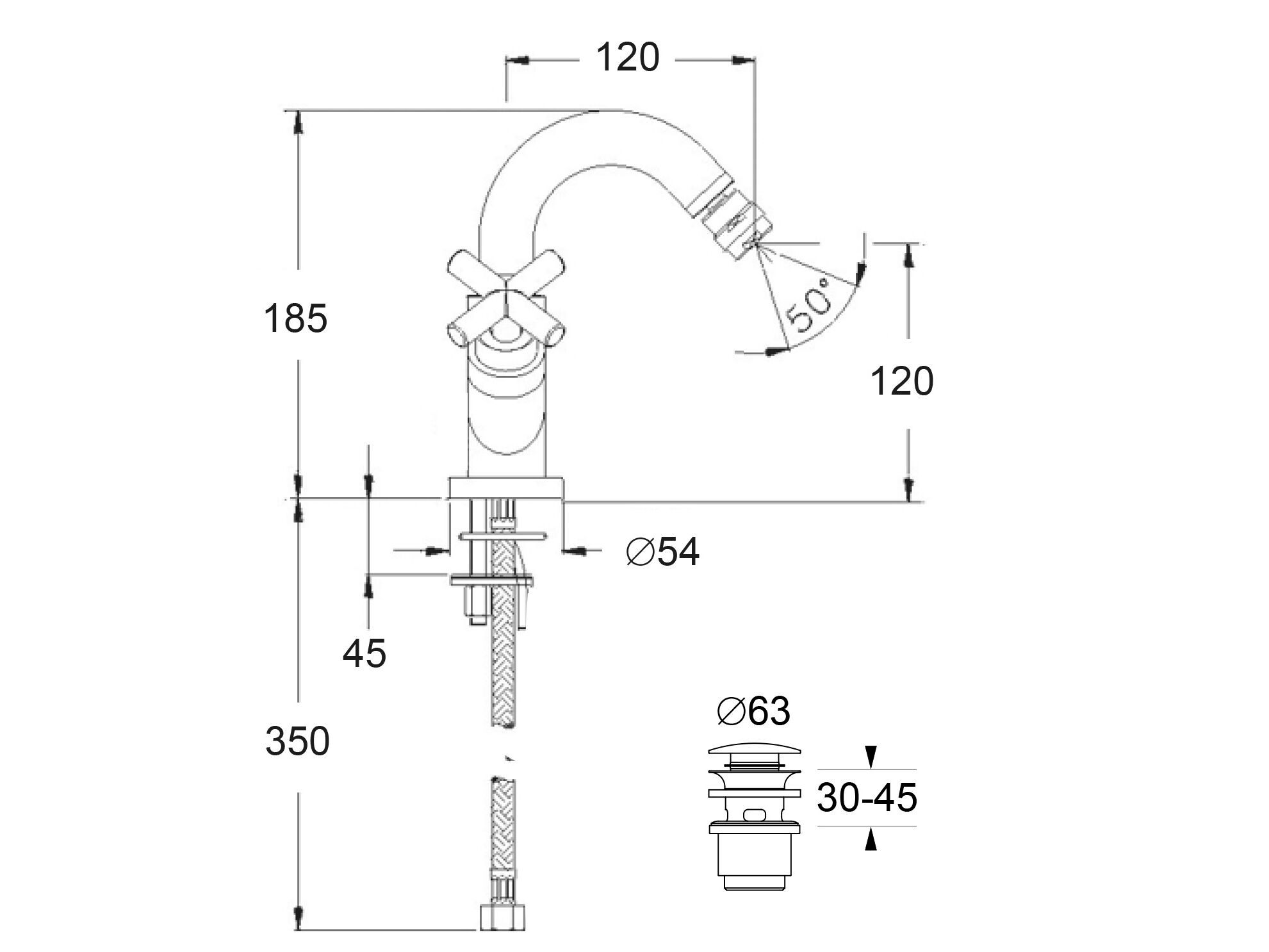 Смеситель для биде с поворотным горлышком GUGLIELMI RUBINETTERIE Вера ARCH-00093336 - Вид №2