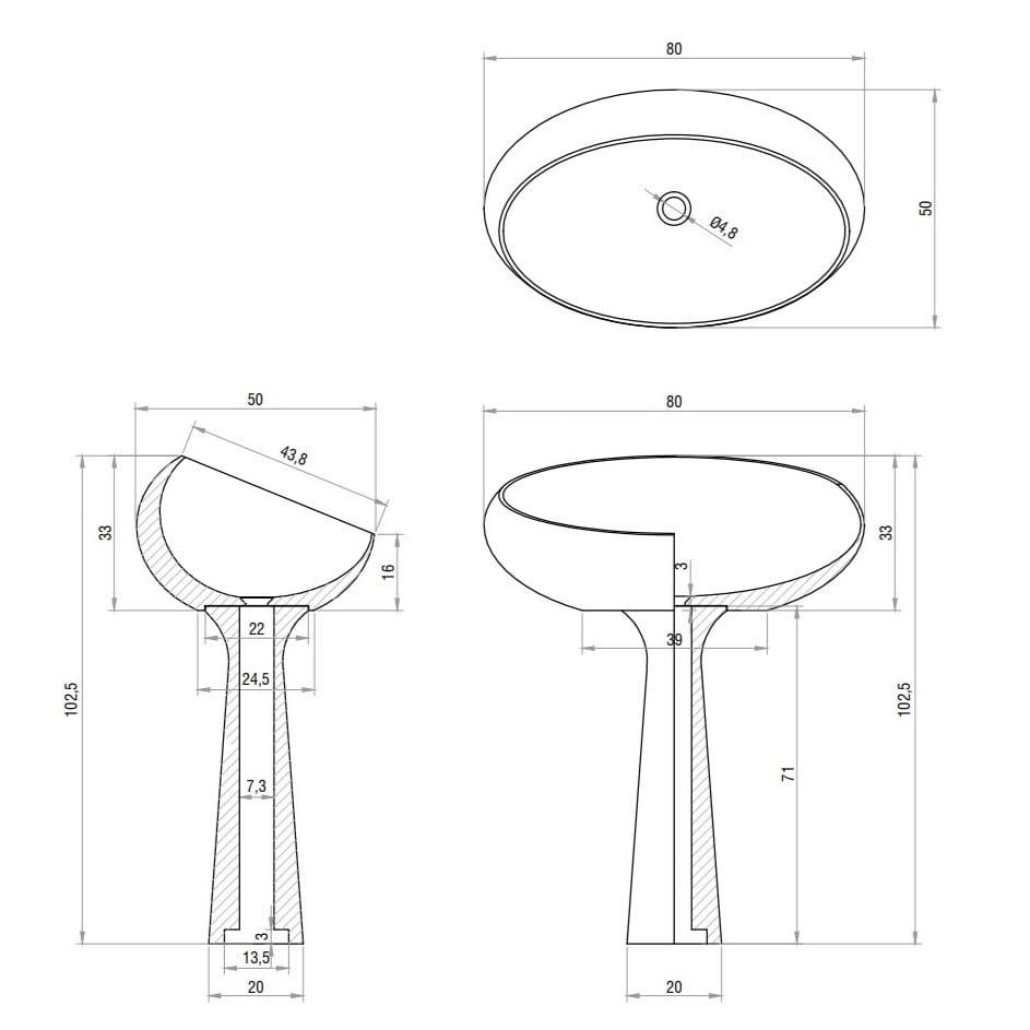 Отдельно стоящая мраморная раковина Kreoo GONG ARCH-00122709 - Вид №8