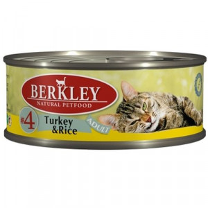 Т0055408*6 Корм для кошек №4 индейка, рис конс. 100г (упаковка - 6 шт) Berkley