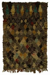 AFOLKI Прямоугольный шерстяной коврик с длинным ворсом и узором Boucherouite Taa1037be