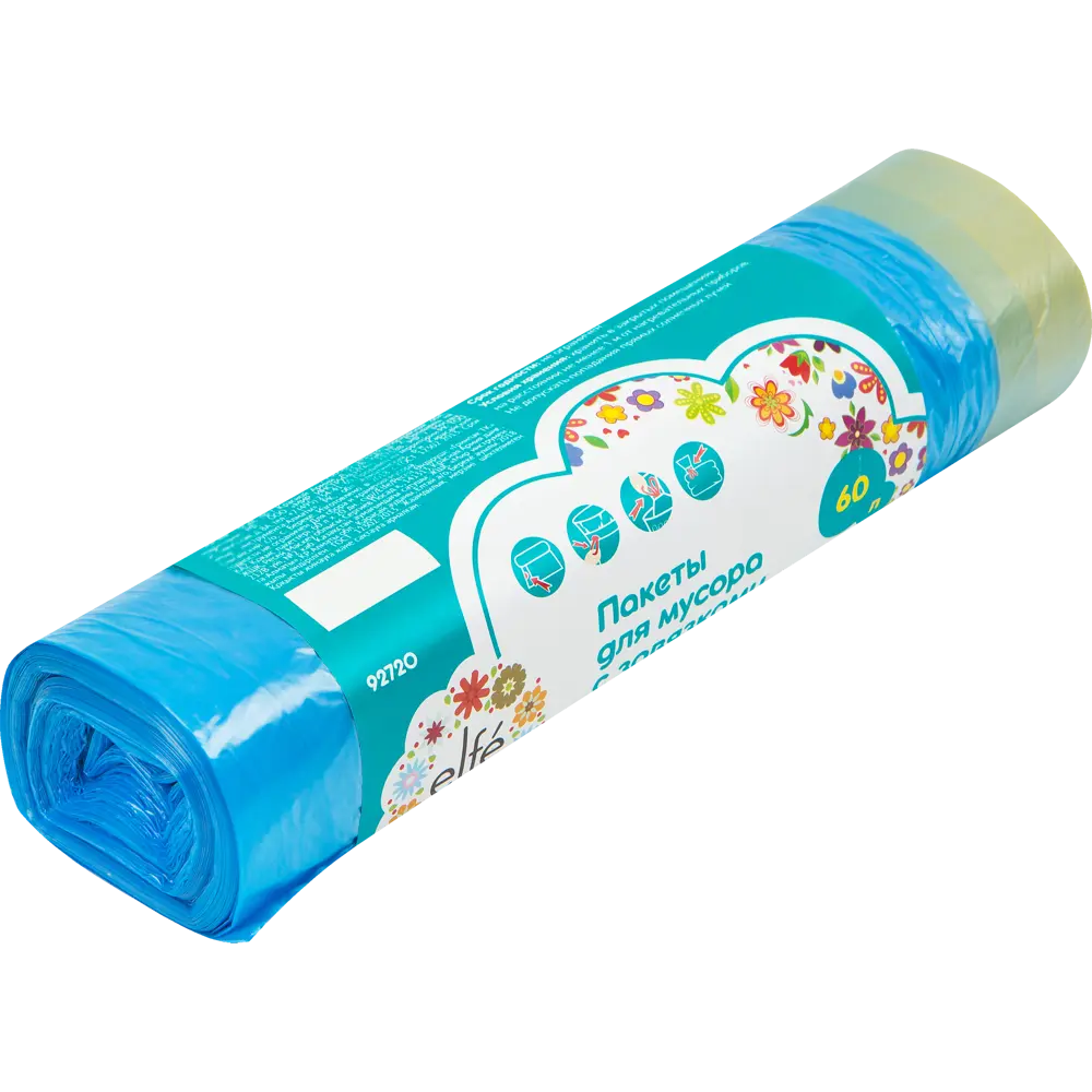 Мешки для мусора 60 л с завязками 12 МКМ 20 шт ELFE STLM-2201066