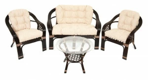 Мебель садовая мягкая темно-коричневая, столик и кресла на 4 персоны Relax ЭКО ДИЗАЙН ПЛЕТЕНАЯ 009663 Бежевый;коричневый