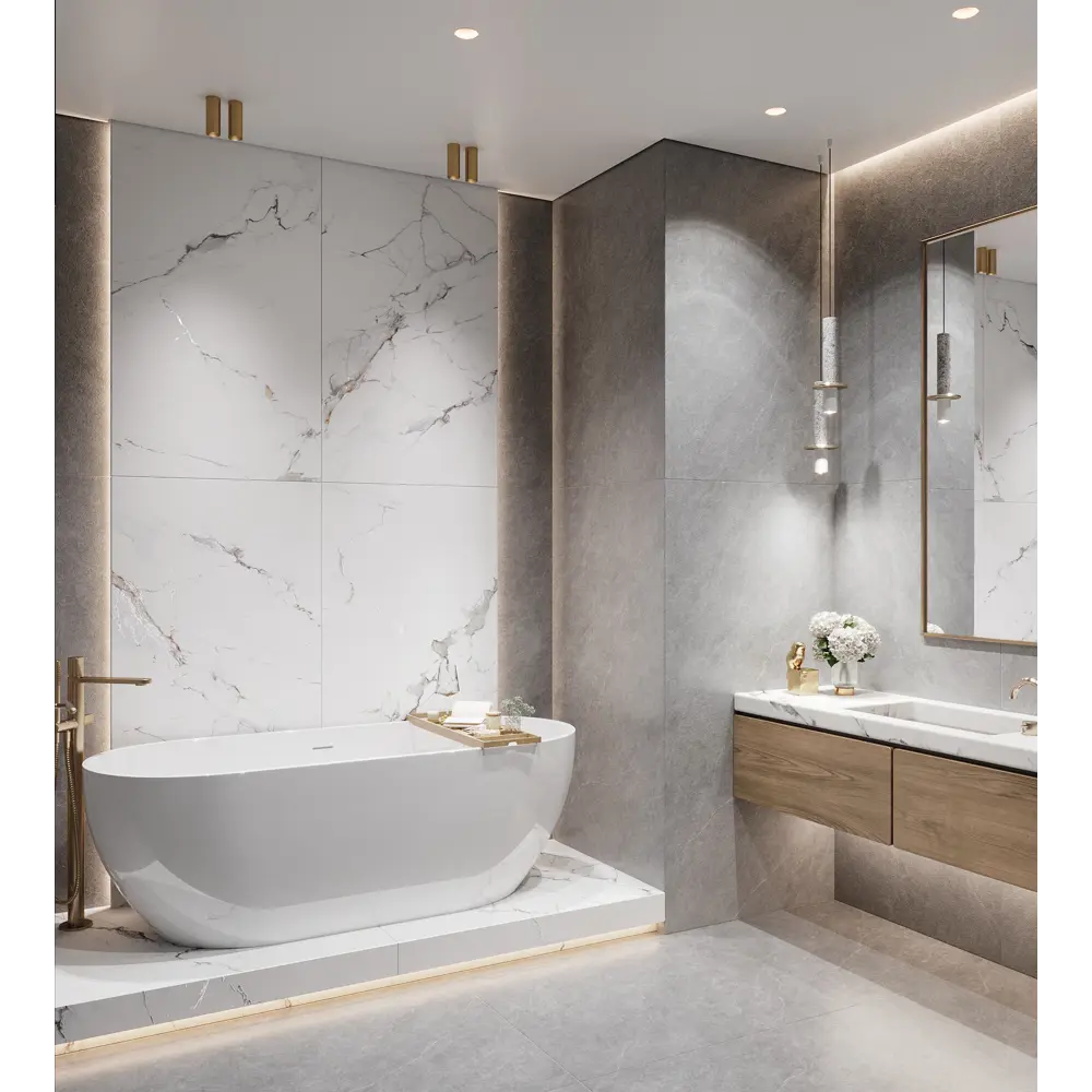 Глазурованный керамогранит Galaxy Statuario 80x160 см 2.56 м² матовый цвет белый 89460217 STLM-2061391 Santreyd CARVING - Вид №4