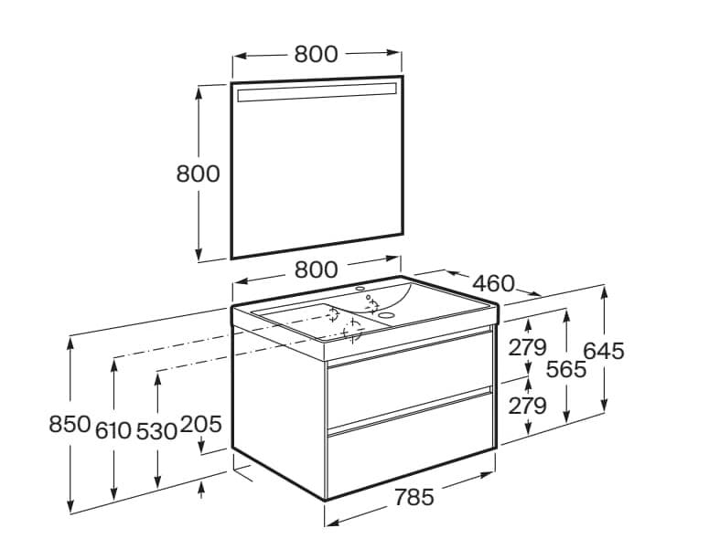 Деревянный одиночный умывальник с зеркалом Roca UNIK A8516 / A8517 ARCH-00015558 - Вид №28