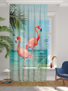 90659964 Тюль на шторной ленте Flamingo 145х265 см цвет голубой STLM-0326605 HOMEPICK