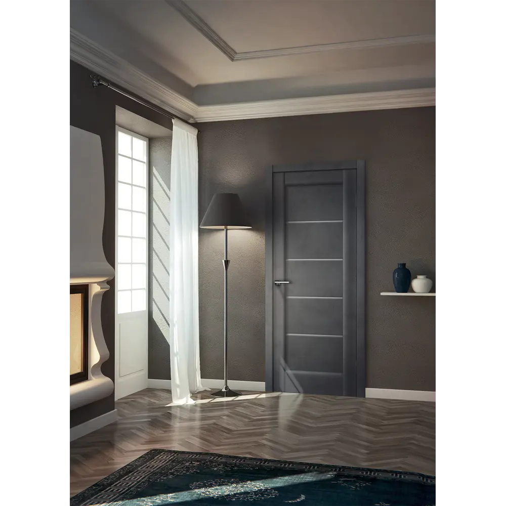 Комплект двери Сохо со стеклом 60x200 см ПВХ цвет лофт тёмный с добором 200 мм VELLDORIS STLM-2036178 - Вид №1