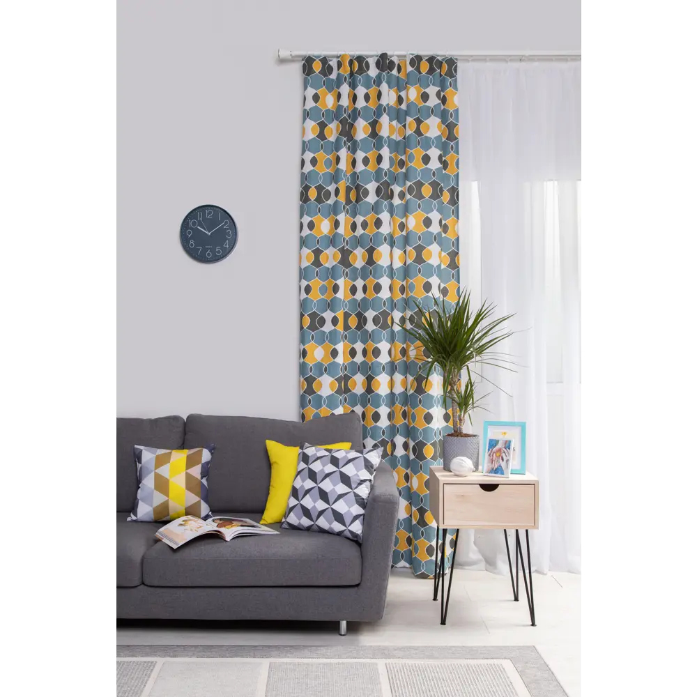 Штора на ленте «Геометрия» 145х260 см цвет бирюзово-жёлтый ВАСИЛИСА STLM-2061127 - Вид №5