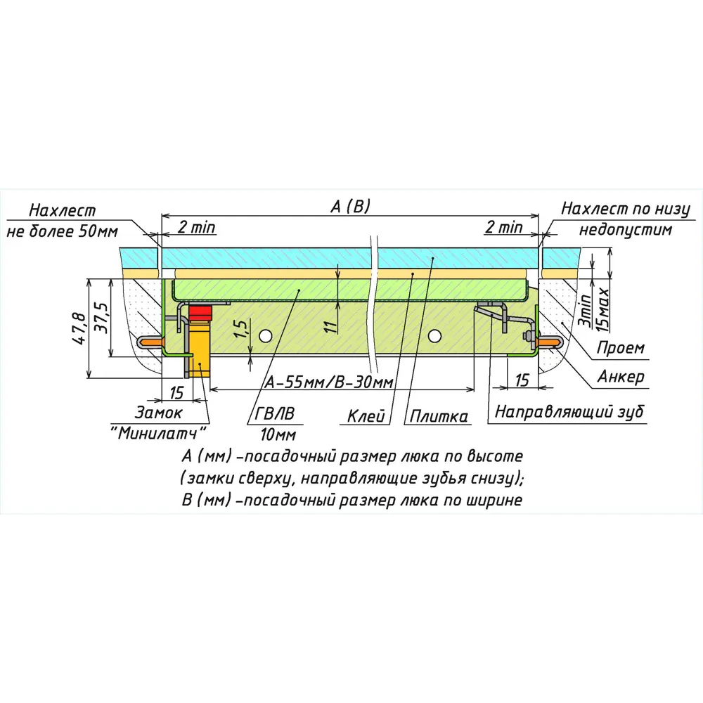 Хаммер Про: Скрытый люк под плитку с нажимным механизмом 30×30 см 89435263 STLM-1573039 - Вид №1