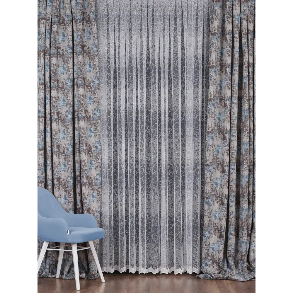 Тюль с вышивкой на сетке «Пузырьки» 1 п/м 280 см цвет кремовый ELIT HOME STLM-2149723 - Вид №2