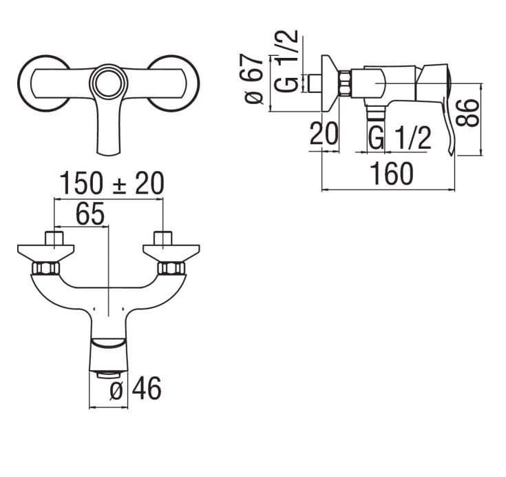 Однорычажный смеситель для душа Nobili Sofì ARCH-00003188 - Вид №2