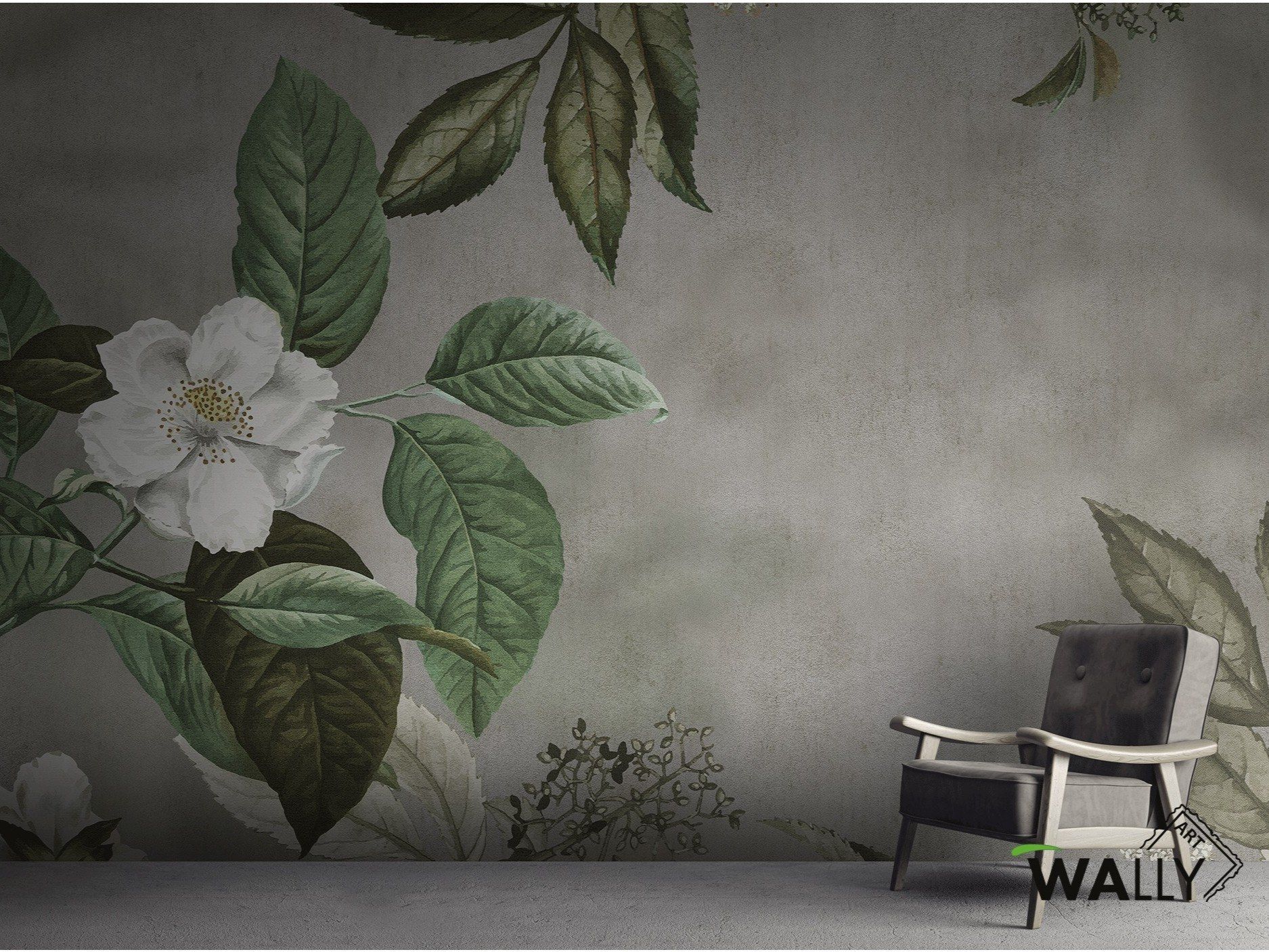 Цветочные узоры нетканые моющиеся огнезащитные обои WALLYART Lacollection ARCH-00024851