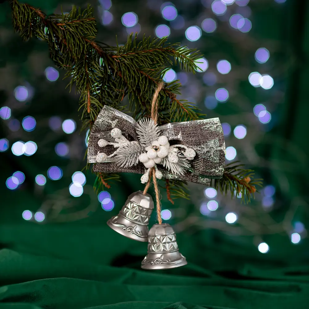88458711 Новогоднее украшение Колокольчики 15x13 см цвет серебро STLM-0951385 Santreyd 