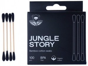 535813 Ватные палочки с ультра мягким хлопком, черные Jungle Story