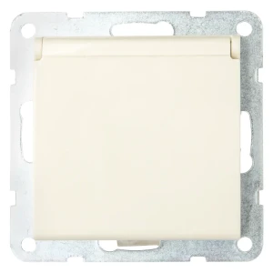 Розетка LK Studio LK60, с заземлением, крышка, цвет бежевый