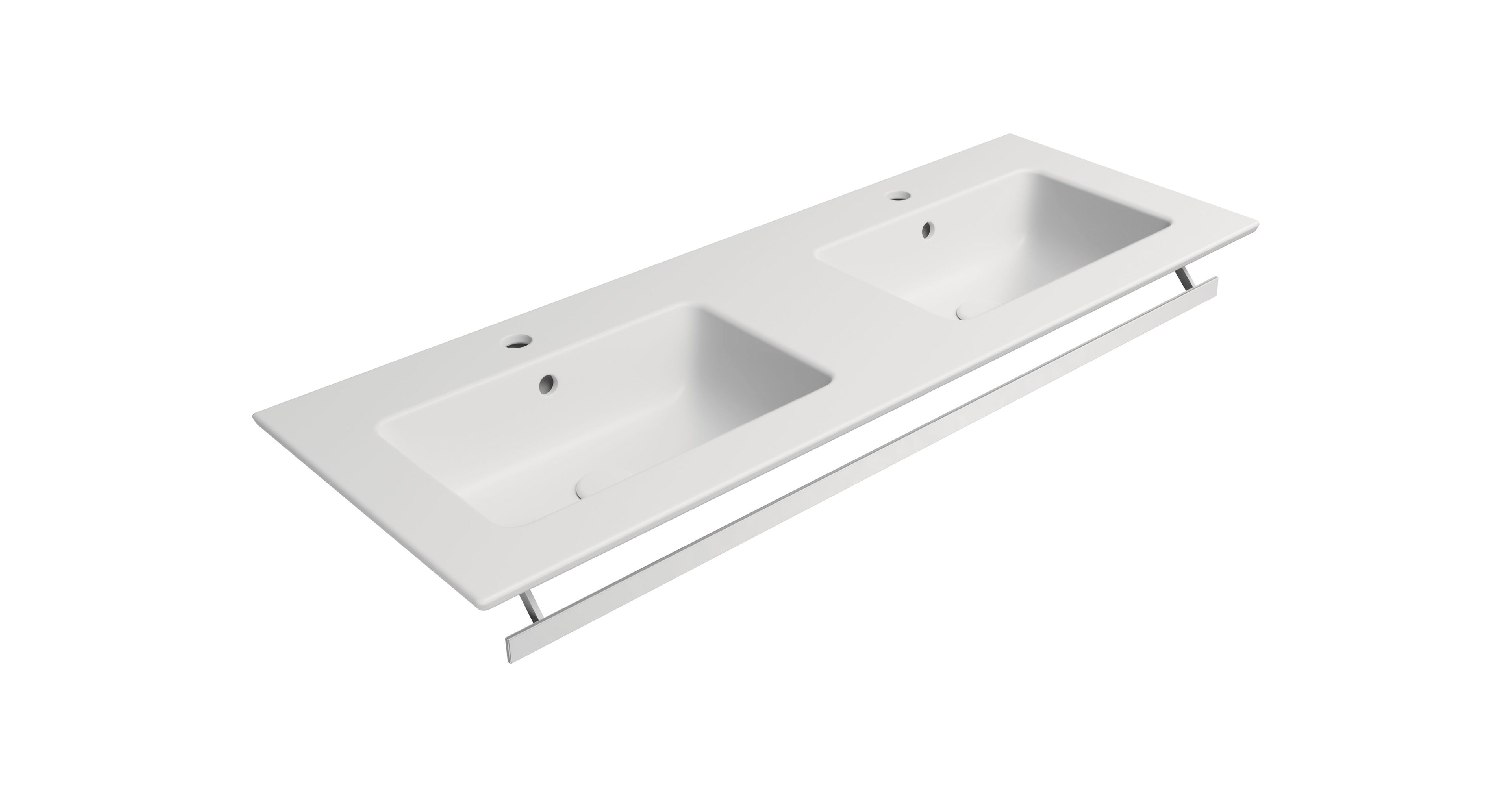 Керамическая прямоугольная двойная раковина с держателем для полотенец GSI ceramica чистый ARCH-00150589 - Вид №2