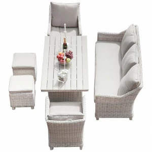 Мебель для дачи на 7 персон белая, диван, стол и кресла "Фиджи" BESTA FIESTA ПЛЕТЕНАЯ 044719 Белый