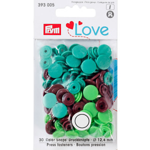 393005 Кнопка PL Color Snaps пластик d 12.4 мм 30 шт. св.зеленые/зеленые/коричневые PRYM Prym Love