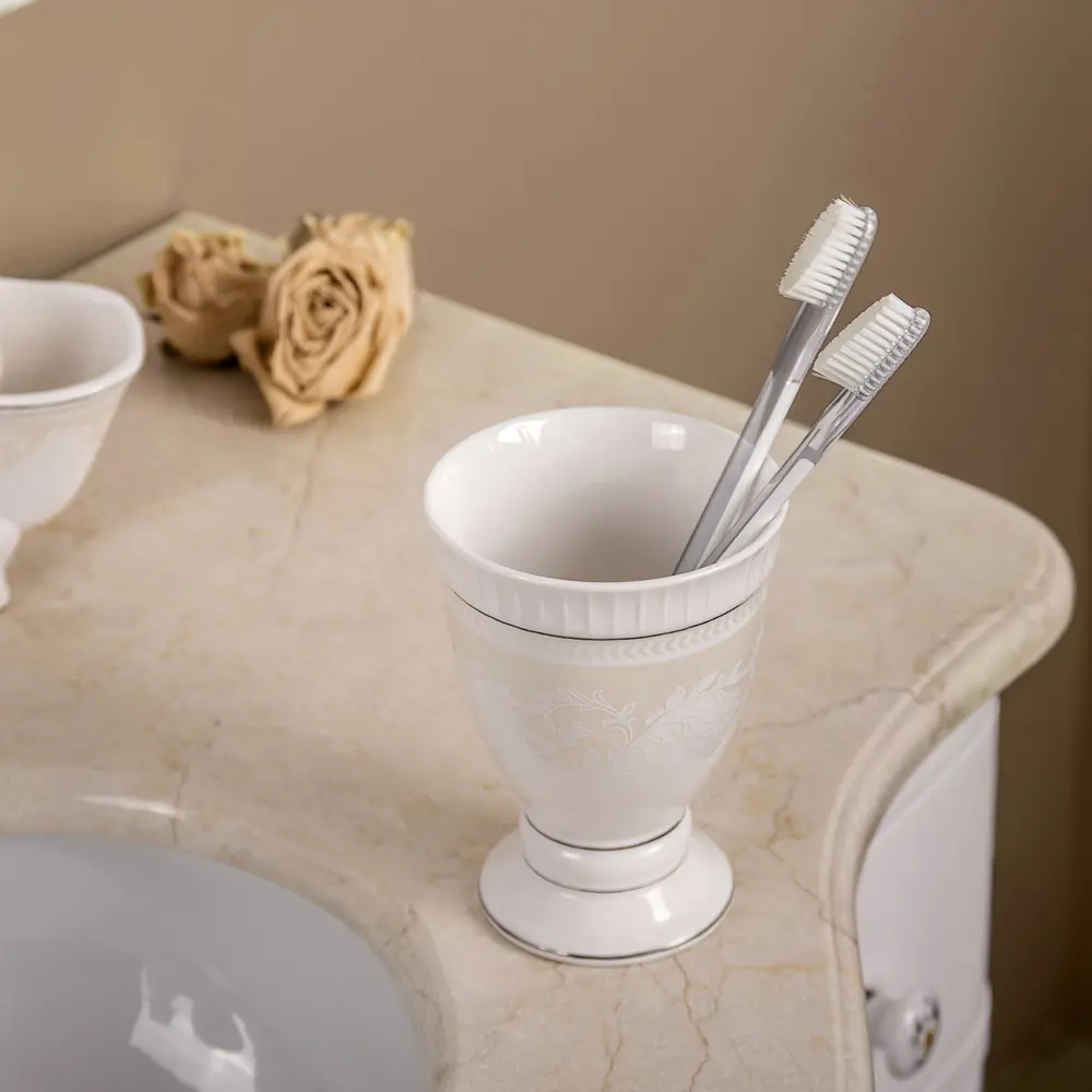 Стакан для зубных щёток настольный Verran Wess Elegance керамика цвет белый STLM-2155738 - Вид №3